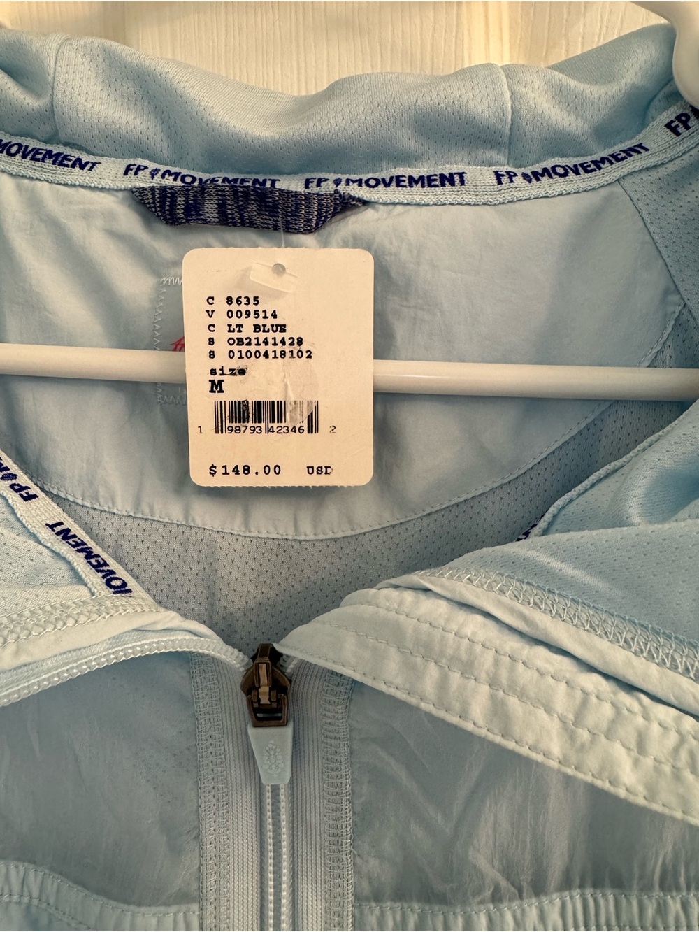 Free People Sheer Bliss Pale Blue Lightweight Hooded Jacket Size Medium NWT - Picture 4 of 5